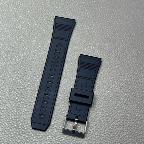 Hadley Roma 22mm Black Rubber Watch Strap, Pin Buckle, Fits Casio Databank MS956 - Picture 2 of 2